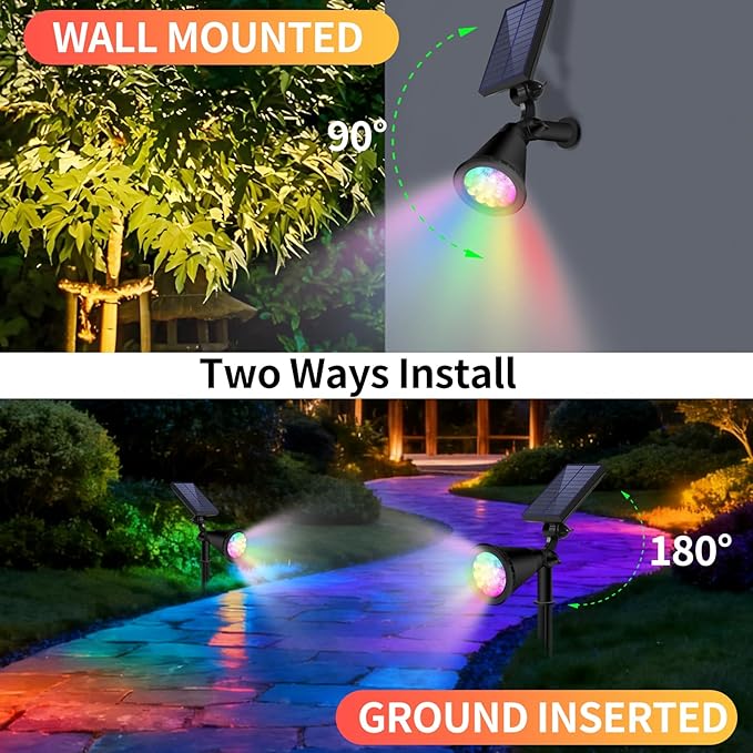 Solar Spot Lights Outdoor Waterproof, 18 LED Solar Powered Landscape Lighting - Image 4