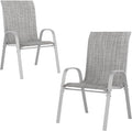 UDPATIO Patio Chairs Set of 2, Stackable Silver Outdoor Dining Chairs by UDPATIO