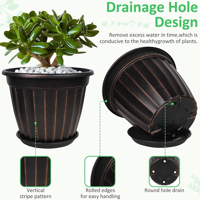 FGstyle 12 Inch Pots for Plants, 4 Pack Tall Planters, Large Flower Pots - Image 4
