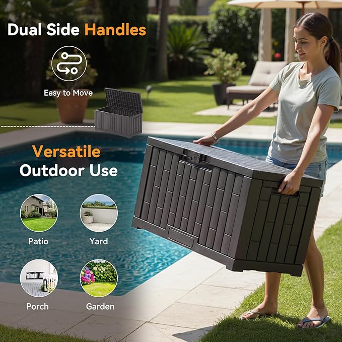 NEWBULIG 60 Gallon Deck Box, Waterproof Outdoor Storage Box - Image 5