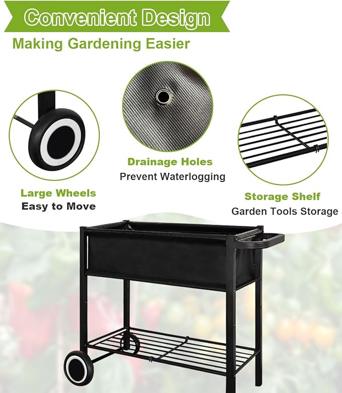 Raised Garden Bed with Legs for Outdoor Plants, Standing Elevated Planter Box - Image 6