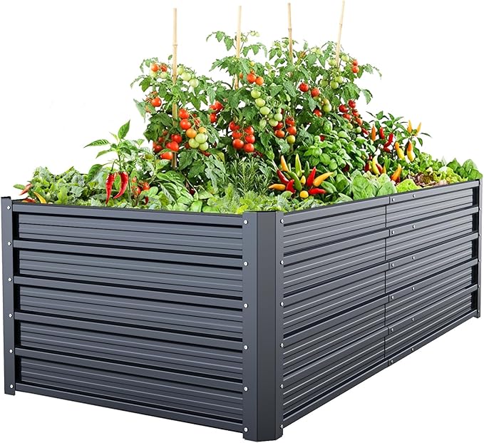 Ohuhu 6x3x1.9FT Metal Raised Garden Bed Outdoor, Reinforced Galvanized Steel by Ohuhu