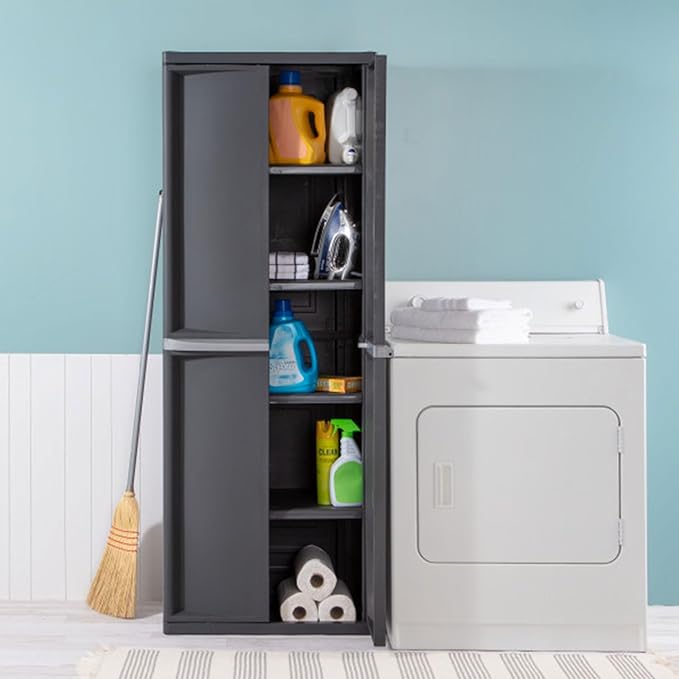 Sterilite 2-Pack 4 Shelf Cabinet, Lockable Utility Storage w/Adjustable Shelves - Image 4