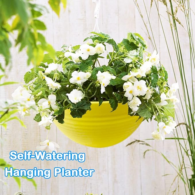 7 Pack 8 Inch Plastic Self-Watering Hanging Planters, Colorful Garden Flower - Image 5