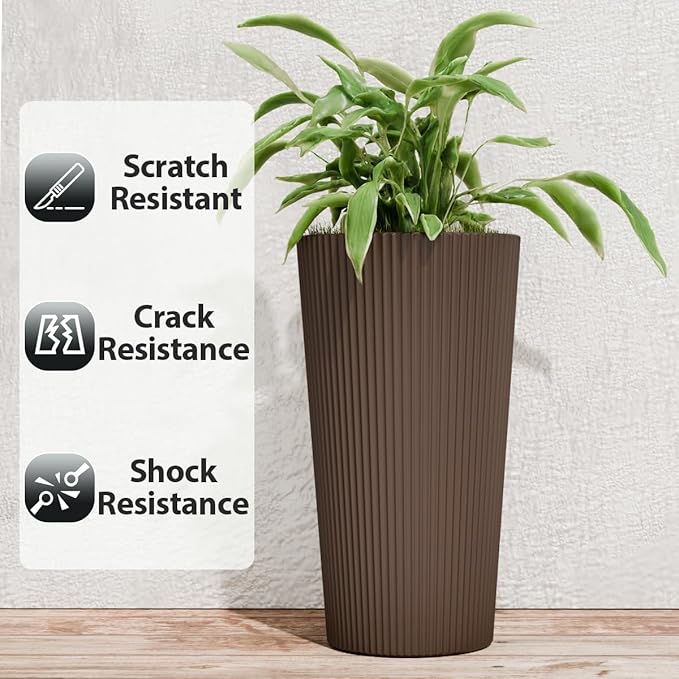 23.6" Tall Planters for Outdoor Plants, Large Outdoor Planters for Front Porch - Image 4