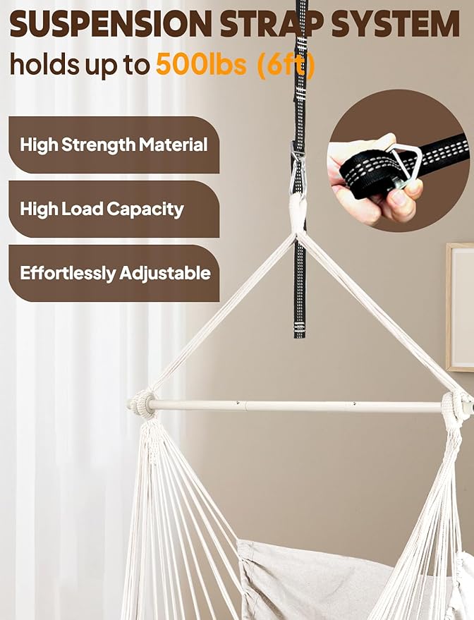 Chihee Hammock Chair Hanging Swing Max 500 Lbs 2 Cushions Included Metal - Image 3