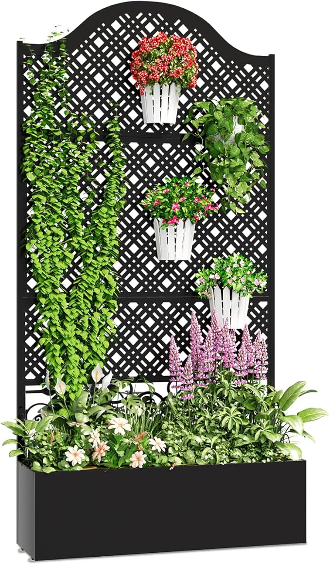 Metal Raised Garden Bed with Trellis & Privacy Screen - Image 7