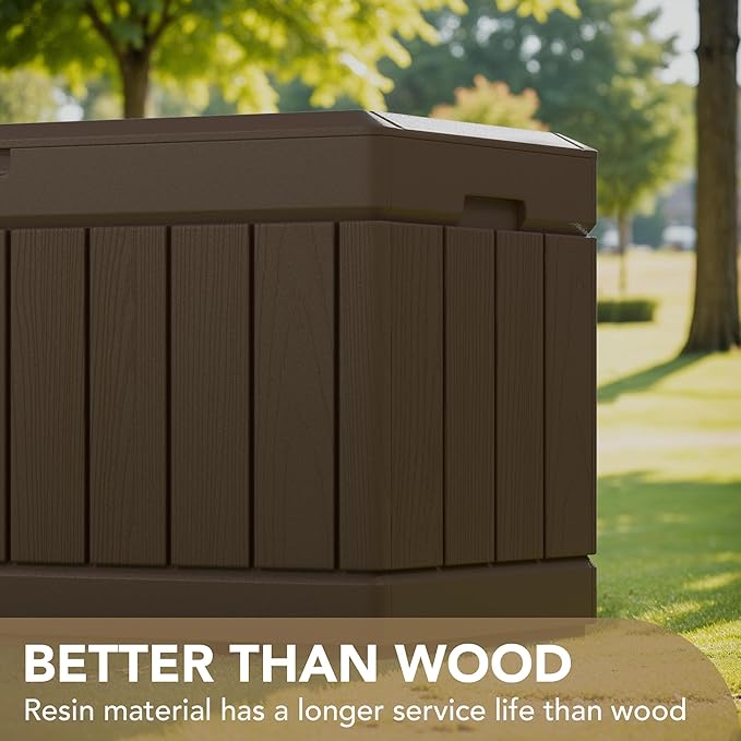 Devoko 85 Gallon Deck Box Lockable Resin Outdoor Storage Box waterproof Outdoor - Image 3