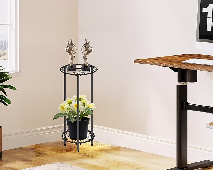 CASIMR Plant Stand Indoor Outdoor, Metal Rustproof Flower Shelf 2 Tier 23.9 inch - Image 6