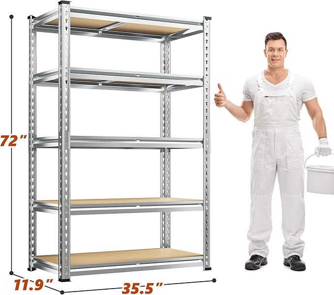 REIBII Garage Shelving, 5 Tier Storage Shelves Load 2400LBS, Adjustable Garage - Image 3