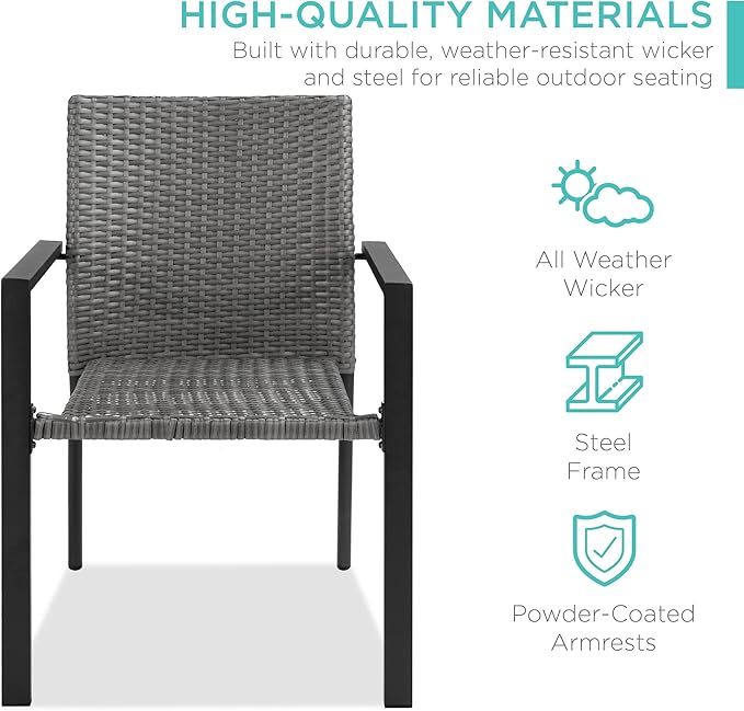 Best Choice Products Set of 2 Stackable Outdoor Wicker Dining Chairs - Image 4