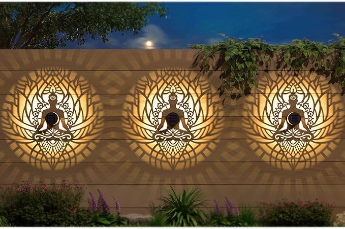 4 Pack Solar Fence Lights Metal Solar Powered Outdoor Wall Deck Step Lights Zen - Image 3