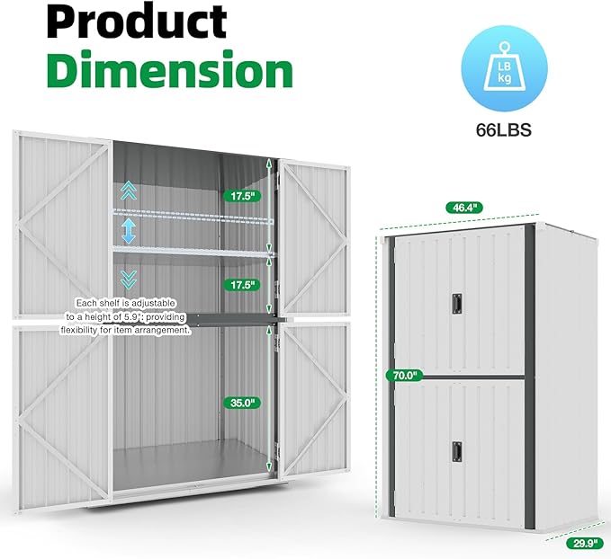 AECOJOY Outdoor Storage Cabinet Waterproof, Large Tall Vertical Outdoor - Image 5