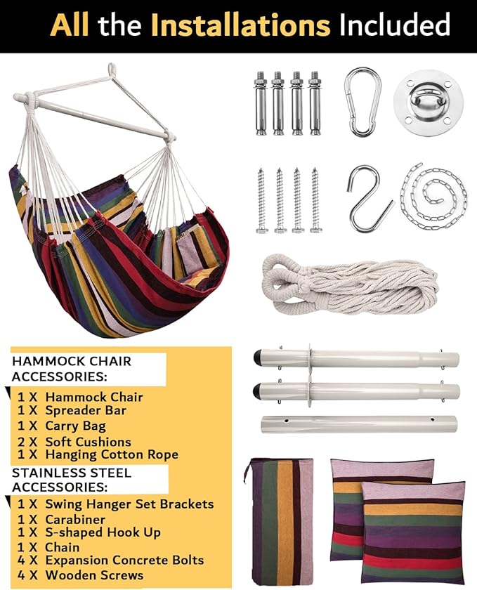 XXL Hammock Chair Hanging Rope Swing - Image 7