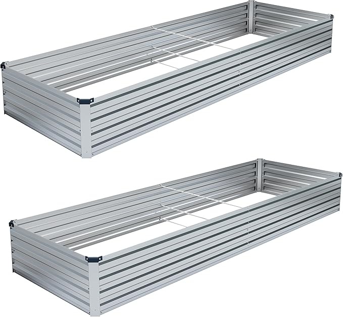 2PCS 8x4x1FT Galvanized Raised Garden Bed Kit, Vegetable Boxes-Rectangle Metal by DIIYIV