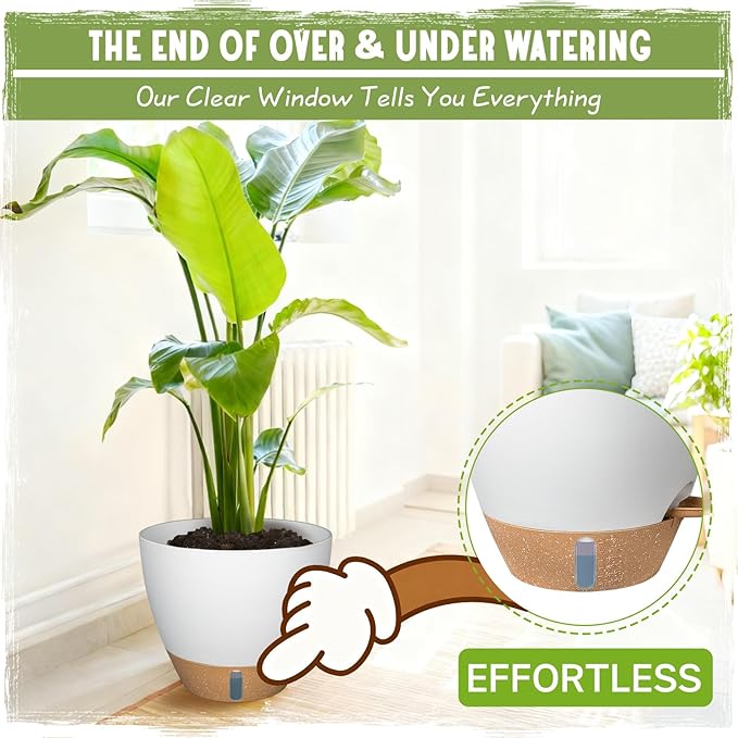 Self-Watering Pots for Indoor Plants 4 Pack, 6/8/10/12 Inch Outdoor Planters - Image 4