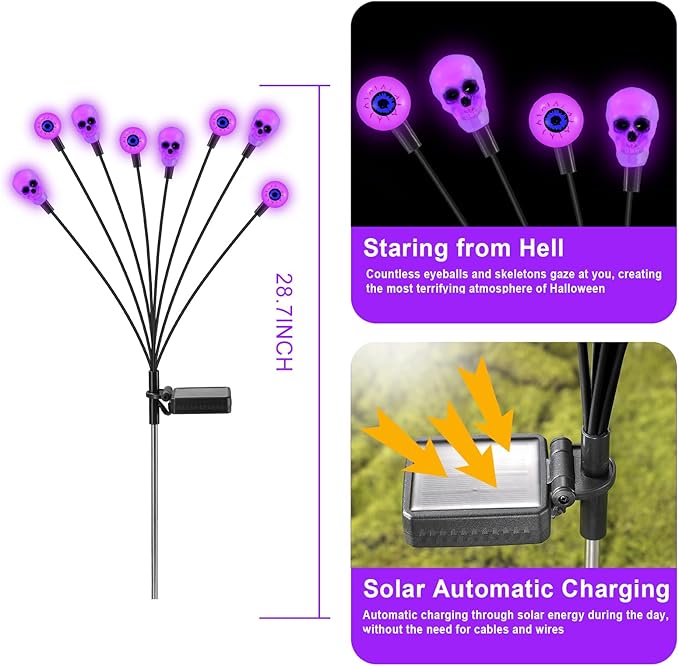 Solar Lights Outdoor, Halloween Decorations Outdoor, Scary Eyeball Lights - Image 5