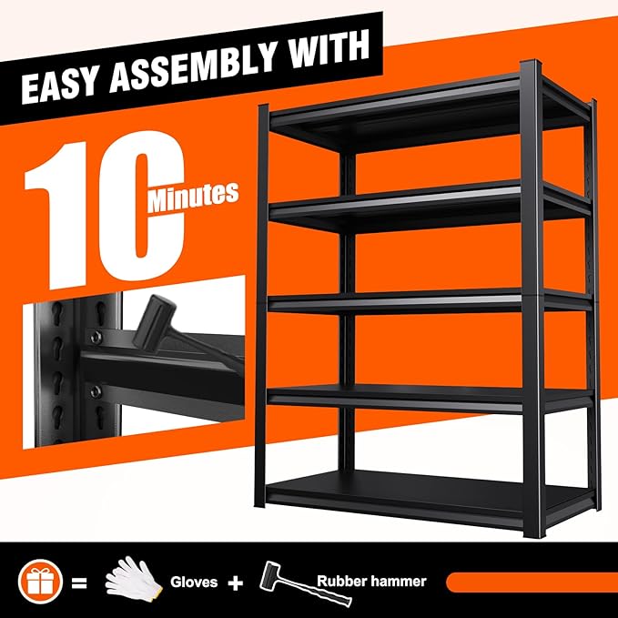 Garage Shelving-2050 lbs 5 Tier Storage Shelves, Adjustable Heavy Duty Metal - Image 6