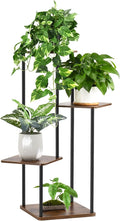 4 Tier Plant Stand Indoor Outdoor, Wood Metal Corner Shelf, Planter Shelf by GLOKUUCA