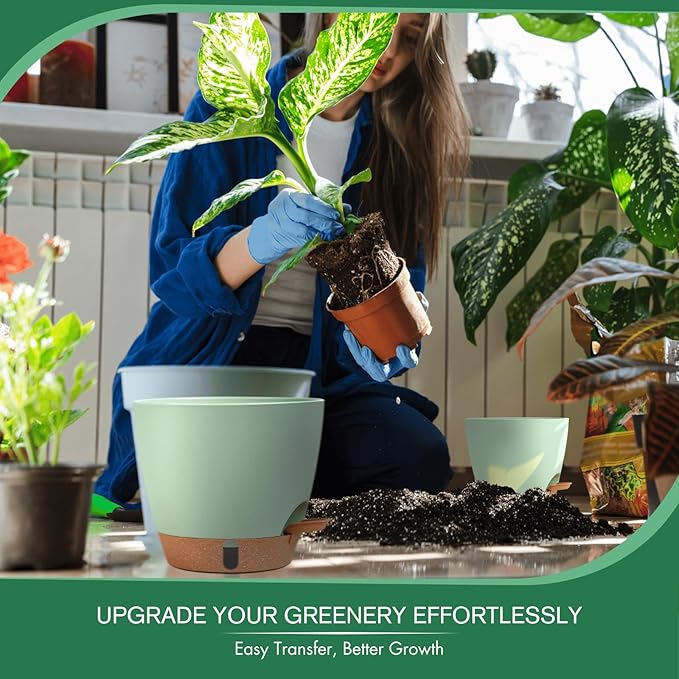 montresor 2 Pack 8 inch Plant Pots, PP Plastic Self Watering Plant Pot - Image 7