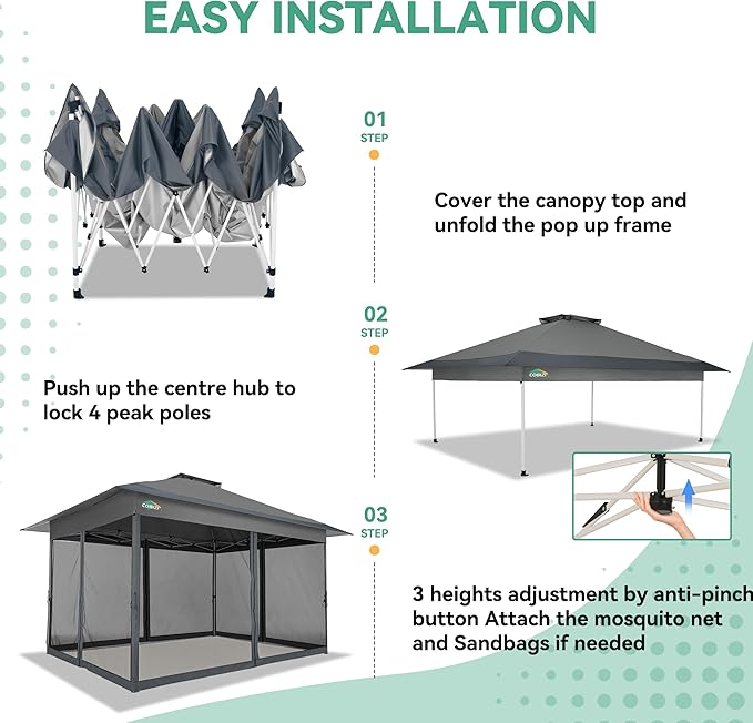 COBIZI 12x12 FT Pop up Gazebo on Clearance Outdoor pop up Canopy Tent, carpas - Image 8