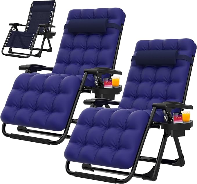 Suteck Zero Gravity Chair Set of 2, Reclining Camping Lounge Chair w/Removable by Suteck