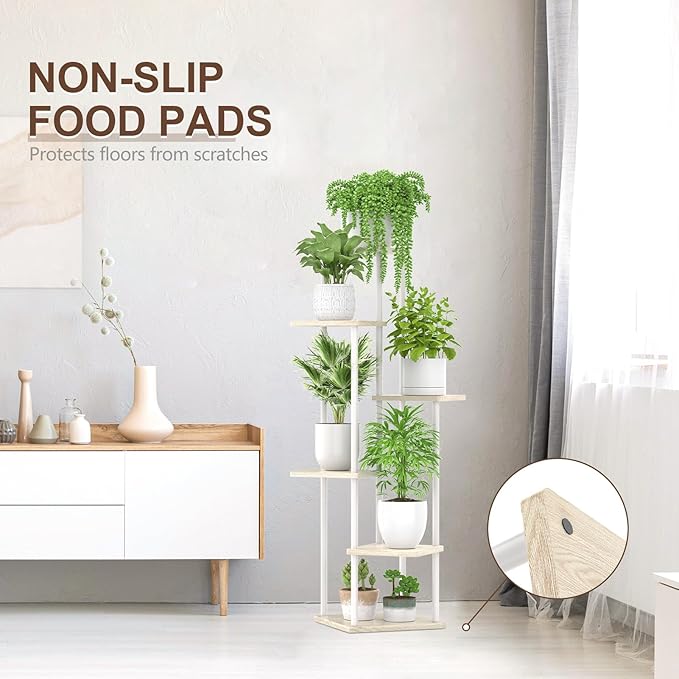 6 Tier Tall Plant Stand Indoor, Large Metal Wood Muti Level Vertical Planter - Image 6