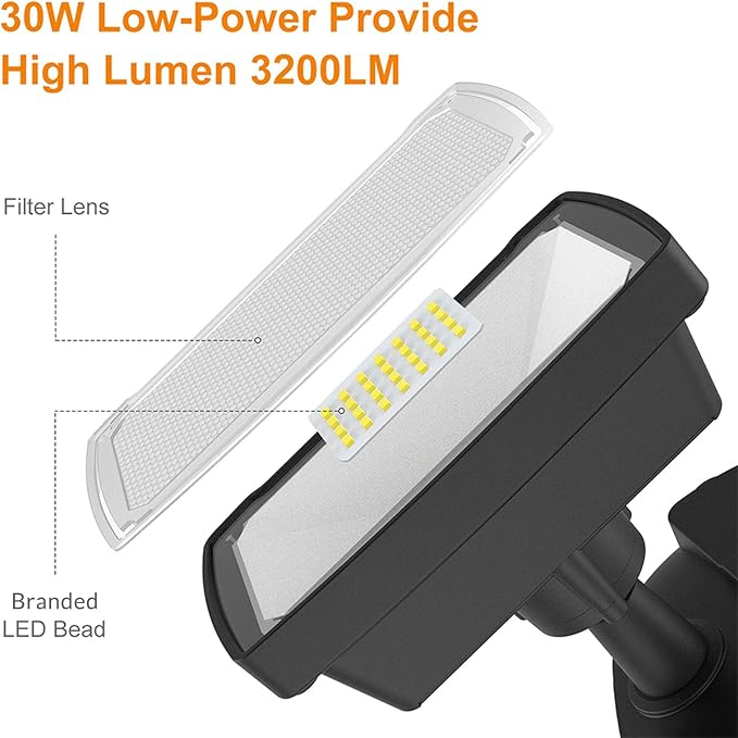 LEPOWER LED Security Lights Motion Sensor Light Outdoor, 30W 3200LM Motion - Image 3