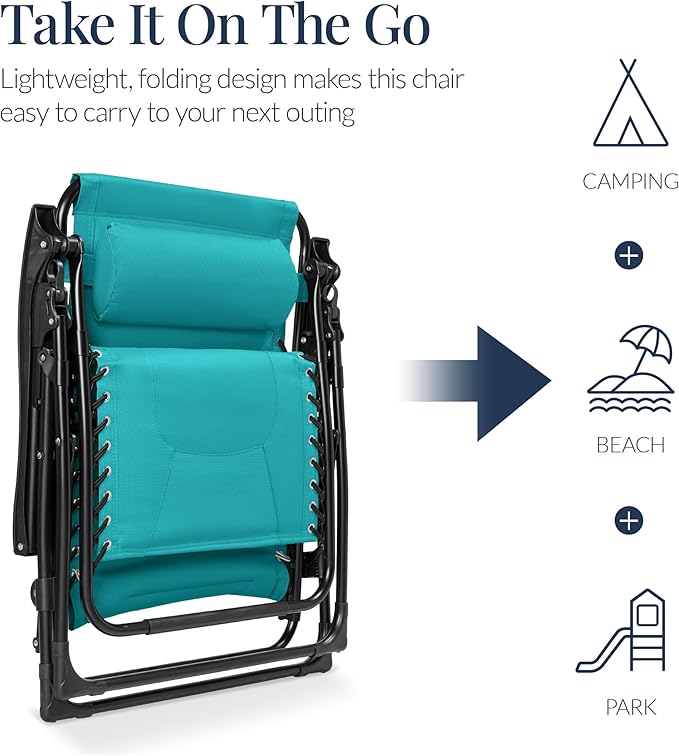 Best Choice Products Oversized Padded Zero Gravity Chair, Folding Outdoor Patio - Image 5