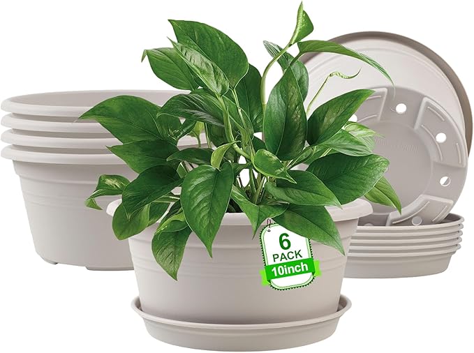 6 Pack 10 inch Plant Pot, Outdoor Pots by NNARRE