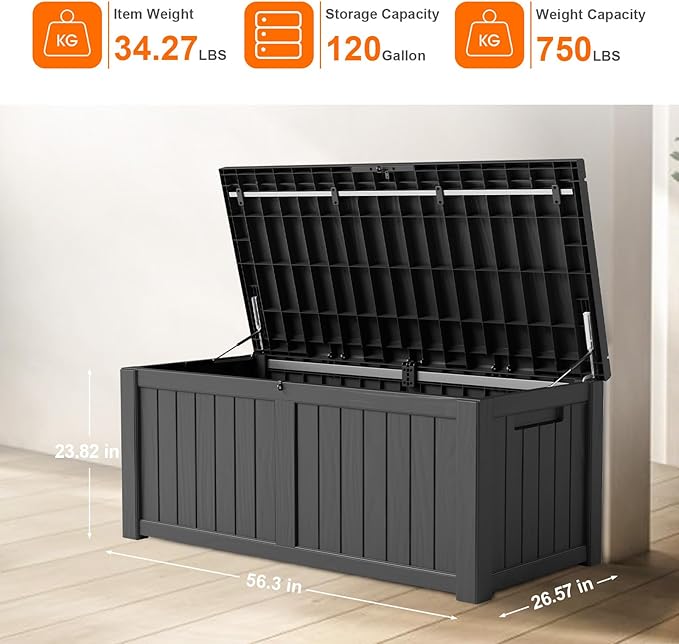 DRATO 120 Gallon Large Deck Box, Outdoor Storage Box - Image 2