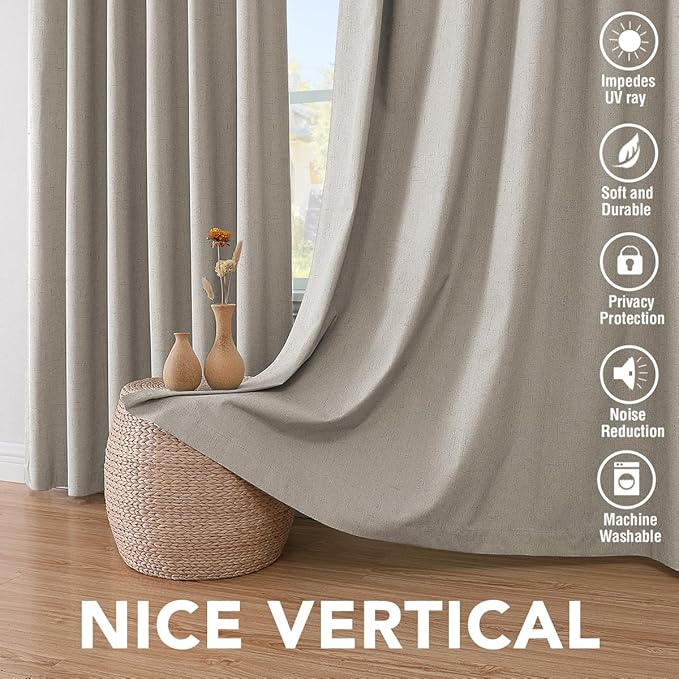 H.VERSAILTEX Linen Blackout Curtains 63 Inches Long 100% Absolutely Blackout - Image 7
