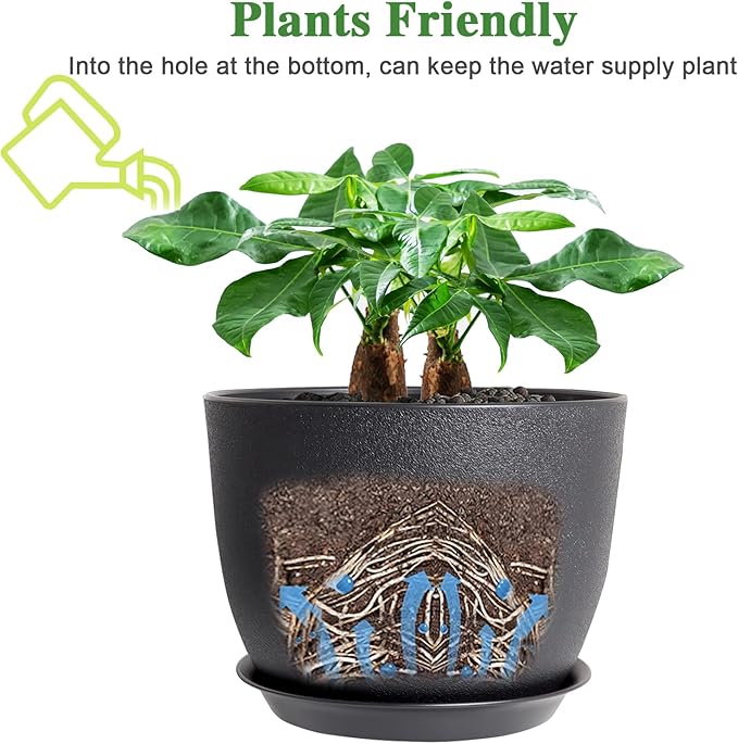 12inch Large Plant Pot, Modern Plastic Planter - Image 4