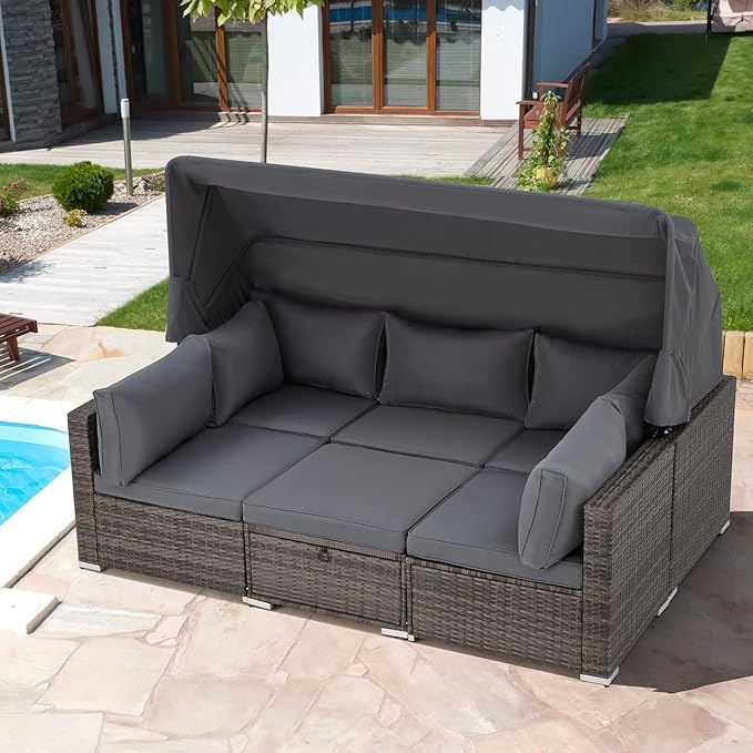 HOMREST 6 Pieces Patio Furniture Sets, Outdoor Daybed by HOMREST