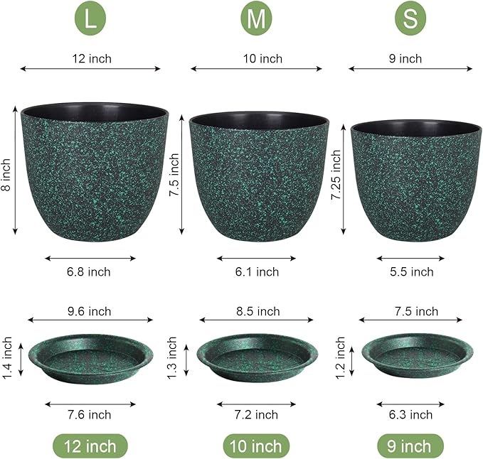 Large Flower Pots 12/10/9 inch, Plant Pots - Image 3