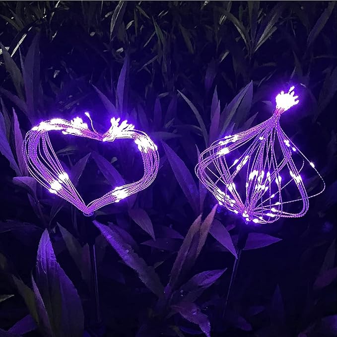 JJGoo Solar Firework Lights, 2 Pack 150 LEDs 2 Lighting Modes Solar Lights - Image 3