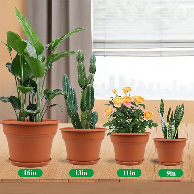16 inch Plastic-Flower-Pot-for-Indoor-Plants, 4 Pack Large Outdoor Planter Pot - Image 5