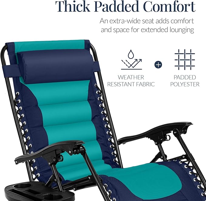 Best Choice Products Oversized Padded Zero Gravity Chair, Folding Outdoor Patio - Image 5