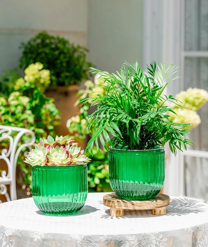 Melphoe Self Watering Pots for Indoor Plants Planter, 6.5 Inch 2 Pack Planters - Image 3