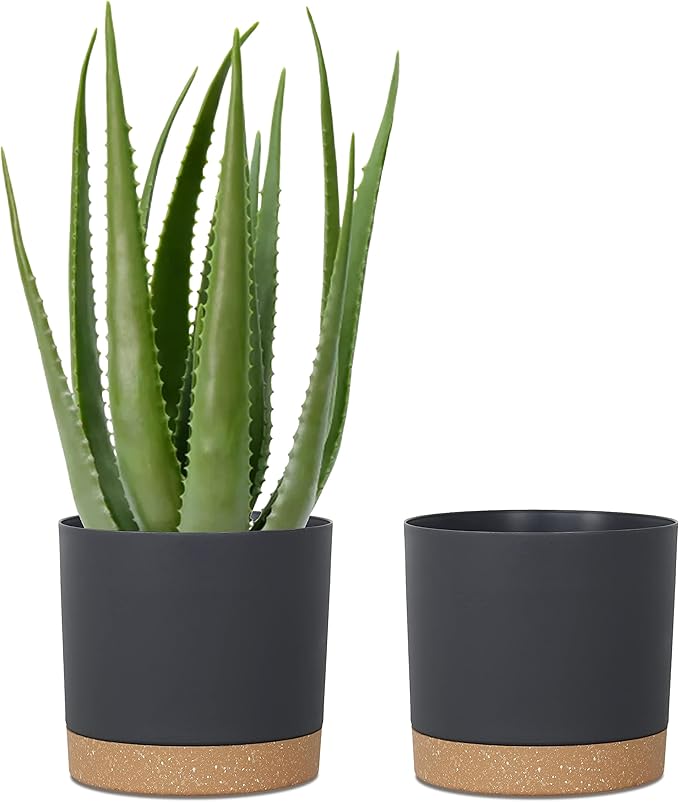 kubvici Plant Pots for Indoor Plants, 2 Pack 10 Inch Plant Pot Plastic Flower by kubvici