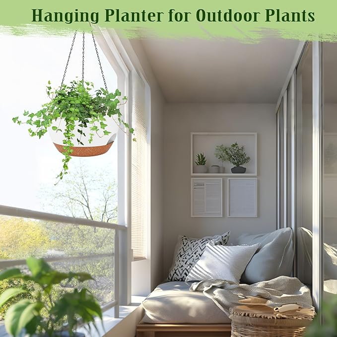 Hanging Planters for Outdoor Indoor Plants, 2 Pack 12 Inch Hanging Basket - Image 6