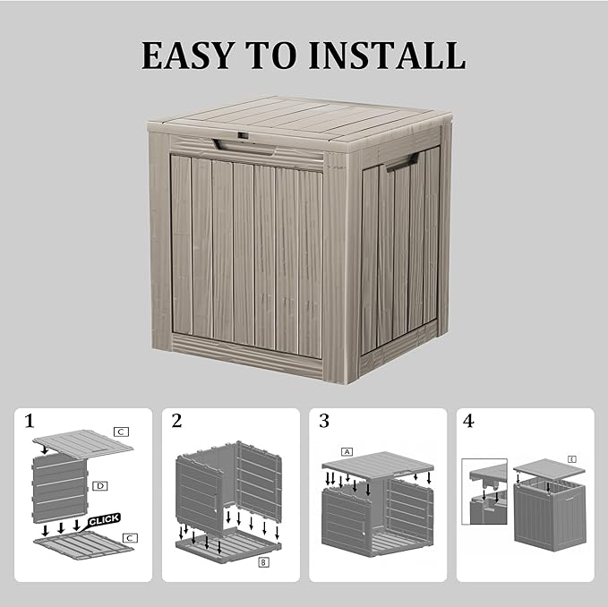 TARKARI 35 Gallon Lockable Resin Deck Box, Waterproof & UV-Resistant Outdoor - Image 6