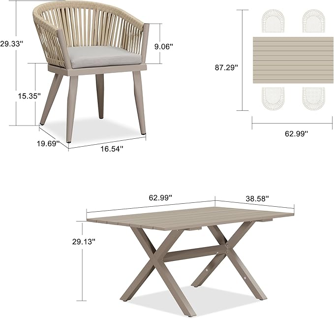 PURPLE LEAF 5 Pieces Outdoor Dining Set - Image 7
