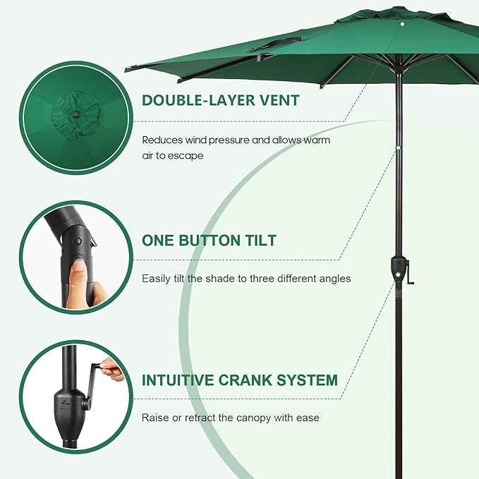 Abba Patio 9FT Lyon Outdoor Patio Umbrella Outdoor Table Umbrella - Image 4