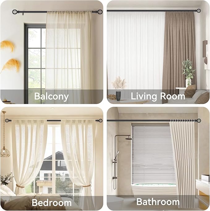 Black Curtain Rods for Windows 28 to 48 Inch, 2 Pack 5/8" Diameter Heavy Duty - Image 6