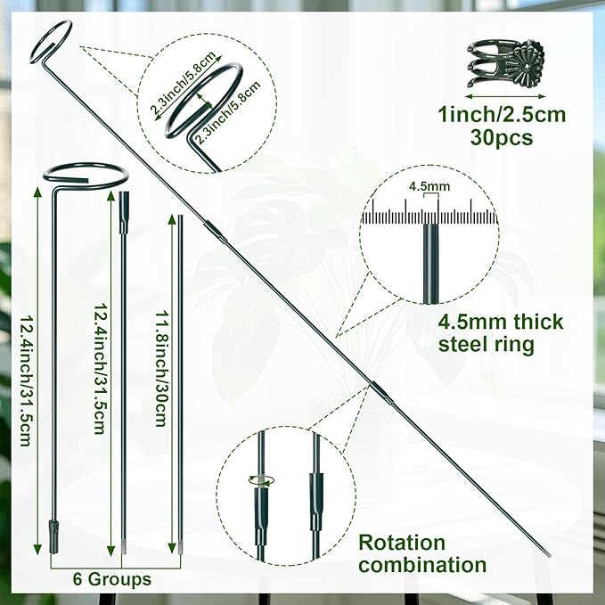 Mwellewm 6 Sets Plant Stakes 12/25/36 Inch Adjustable Plant Support Stakes Tall - Image 8