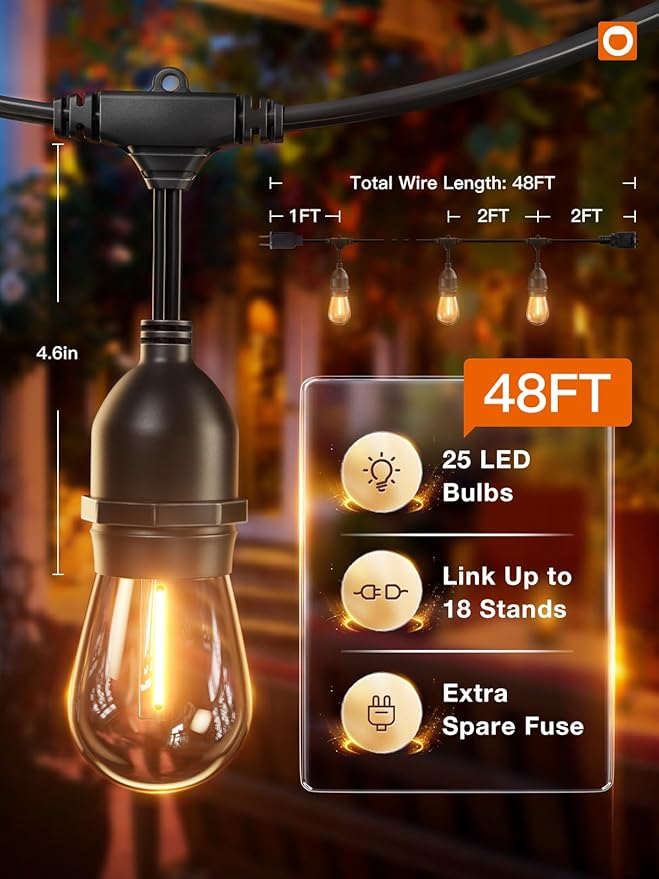 addlon 48FT LED Outdoor String Lights - Image 5