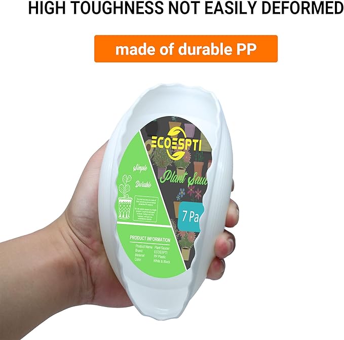 Plant Saucer, 7 Pack 8 10 12 14 15 Inch Durable Plastic Plant Trays - Image 5