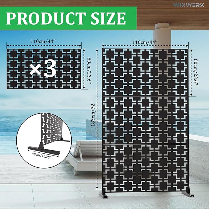 6FT Outdoor Metal Privacy Screen – Decorative Privacy Fence and Room/Garden - Image 9