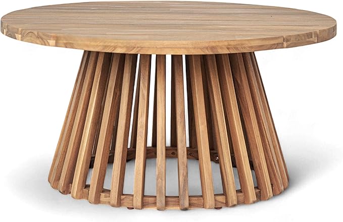 Merax Patio Outdoor Acacia Wood Round Coffee Table - Image 3